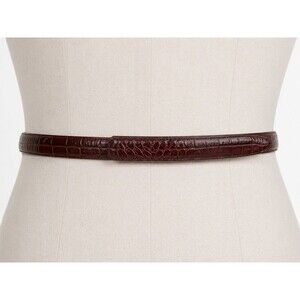 Terry Stack Brown Croc Embossed Hook and Loop Italian Leather Belt Size Medium